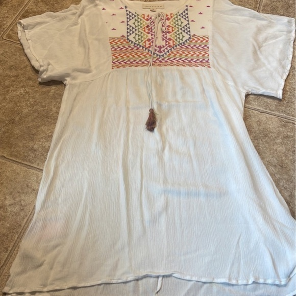 lovestitch womens boho embroidered top with‎ tassels